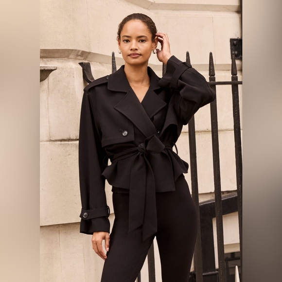 Favorite Daughter The Cropped Charles Trench in Black - Picture 2 of 9